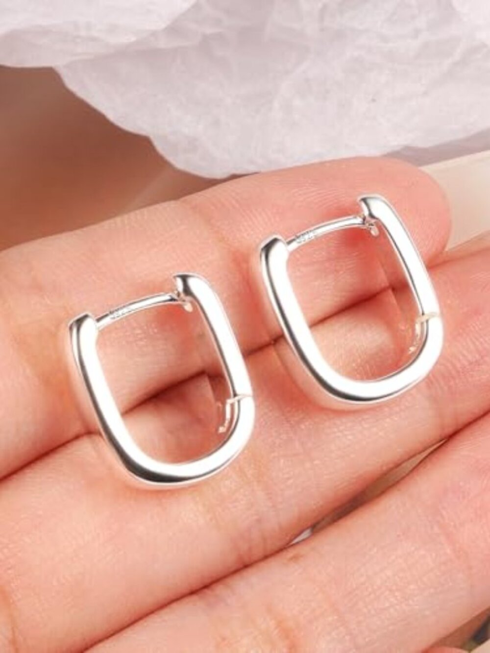 Sterling Silver Earrings Small Chunky Silver Earrings for Women‎ Trendy Small